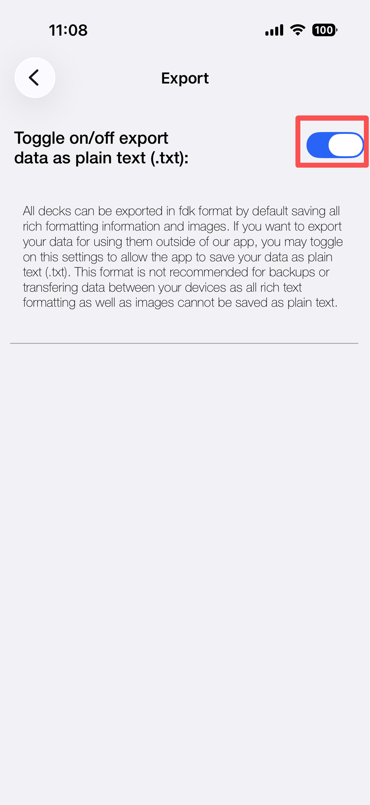 Enable Plain Text Export